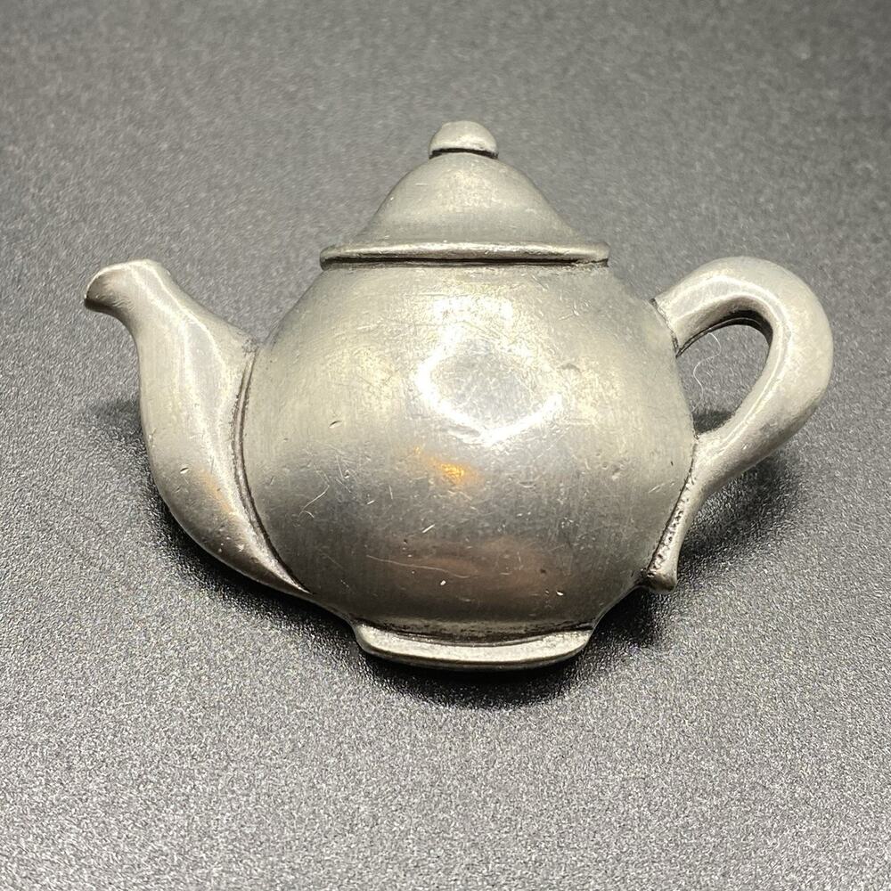 Vintage 1996 Seagull Pewter Teapot Brooch Pin Canada